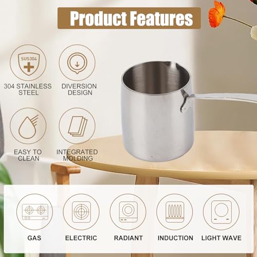 Stainless Steel Butter Warmer Pot 900ml/30.4oz, with Scale Marks - size: 1 Quarts