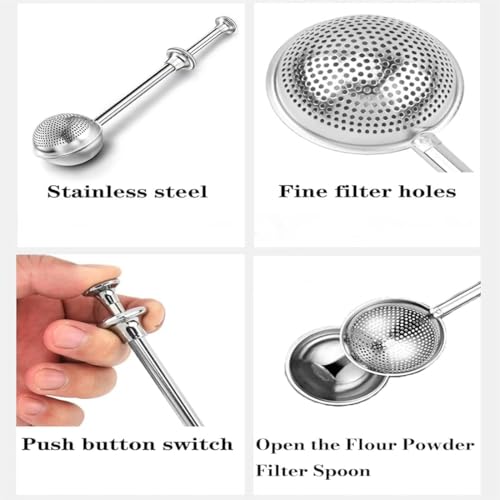 Powdered Sugar Shaker Duster Stainless Steel Dusting Wand Flour Sifter for Baking Flour Spices Baking Tools