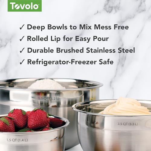 Tovolo Extra Large Stainless Steel Mixing Bowl 7.5 Quart for Bread Kneading - size: Single (7.5 Quart)