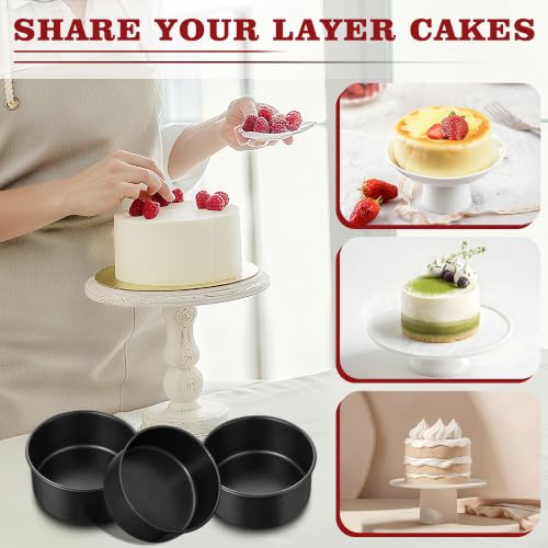 E-far 5 Inch Cake Pan, 3PCS Nonstick Stainless Steel Small Baking Cake Pans - size: 5 Inches
