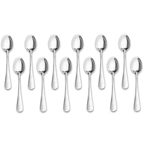 Demitasse Espresso Spoons,12-piece Mini Coffee Tiny Stainless Steel Spoons Bistro Small Spoons for Dessert, Tea, Appetizer(4.7Inch)… - size: 4.75 inches