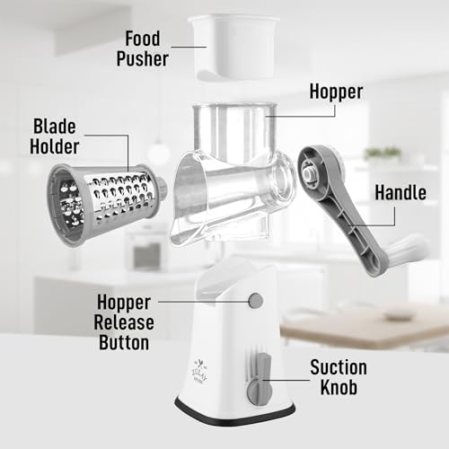 Rotary Cheese Grater Hand Crank, Vegetable Shredder - White & Gray - color: 04 - Gray and White
