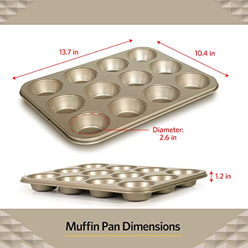 Glad Muffin Pan Nonstick - Heavy Duty Metal Cupcake Tin with Round Baking Cups, 12-Cup - size: 12-Cup