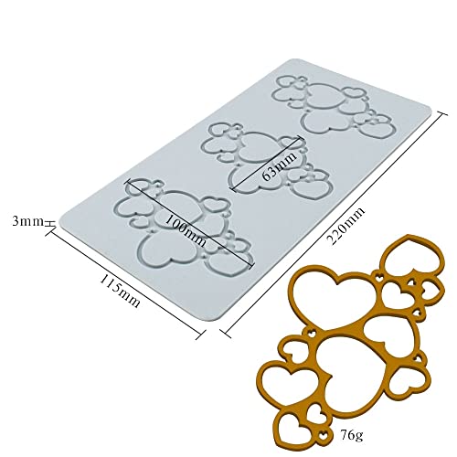 TUKE 3D Leaves Silicone Molds Flower Cake Fondant Mat Bee Leaf Pastry Moulds Rose Impression Chocolate Hollow Lace Mold (Love_8.8x4.6x0.12inch_D) - size: Love_8.8x4.6x0.12inch_D