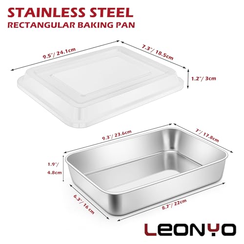 Leonyo 2 Pcs Lasagna Pan with Lid, 9.3 x 7 x 2 Inch Cake Pan Baking Sheets - size: 9.3 x7IN