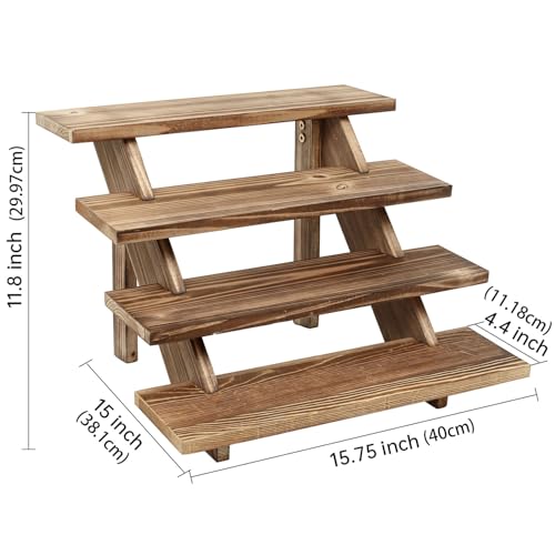 Swallowliving 2pcs Wooden Rustic Cupcake Stand for 24 Cupcakes, Stepped Wood Display Stand for Weddings, Tiered Party Table Display Riser for Food, Dessert, Cookie, Decor, Craft Show, Burnt - color: 2pcs | Burnt | 4-tier