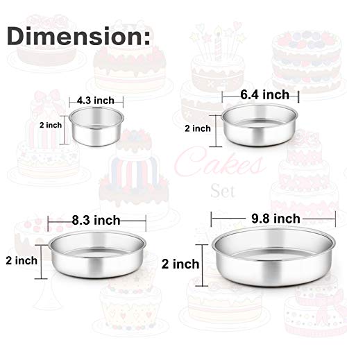 TeamFar Cake Pan, Stainless Steel Round Baking Pans Set for Layer Cake Pie