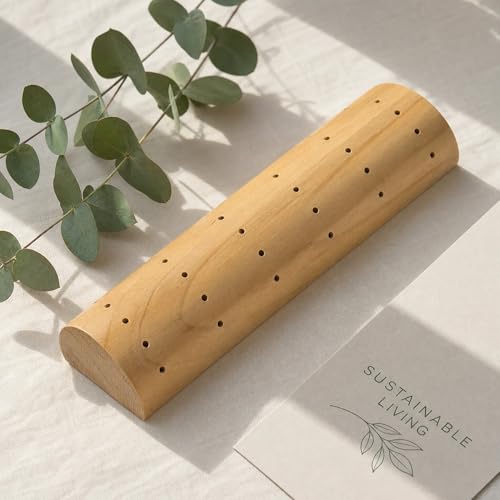 Bamboo- Cake Pop Stand Semi-Cylinder - Wooden Lollipop Holder Display with 36 Staggered Holes for Dessert Table, Party, Wedding - Rustic Cake Pop Stand with 50 Sticks