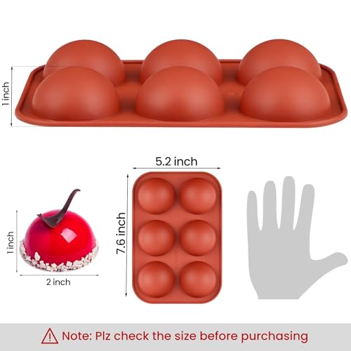 JOERSH Semi Sphere Silicone Hot Chocolate Bomb Molds, 4Pcs, 6-Cavity - color: 6 Medium (4 Pack)
