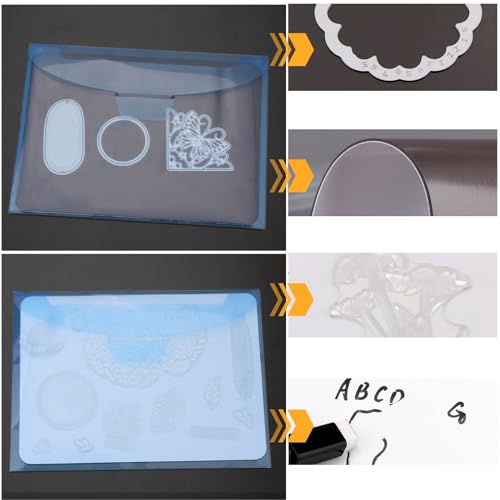 UNIMEIX 40 Pcs Magnetic Sheets for Die Storage Stamp and Die Storage Pockets Die Cut Storage for Card Making (20 Pcs Sheets+ 20 Pcs Bags,0.8 mm Thickness (Blue) - color: Blue