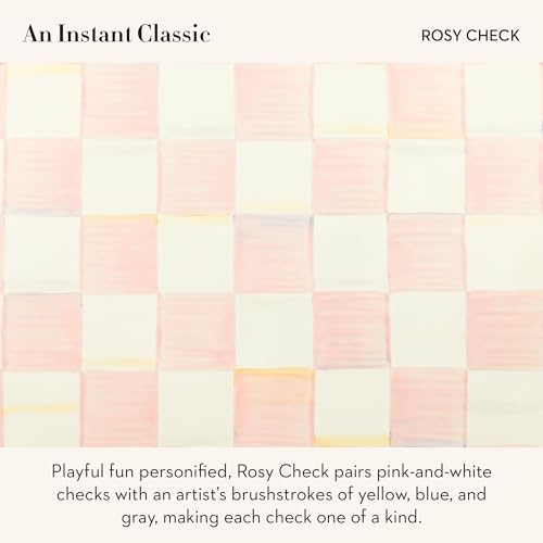 MACKENZIE-CHILDS Pedestal Platter, Small, Pink-and-White Rosy Check - color: Rosy Check, size: Small