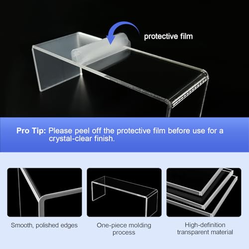 Acrylic Risers 8 Pcs (2 Sets), Clear Display Stands, 4 Sizes