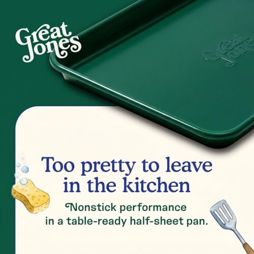 Great Jones Nonstick & Non Toxic Quarter Sheet Pan 13.5" x 9.5" (Broccoli) - color: Broccoli, size: Little Sheet (13.5" x 9.5")