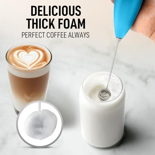 Zulay Kitchen Powerful Milk Frother Wand With Duracell Batteries - Ultra Fast Handheld Drink Mixer - Electric Whisk Foam Maker for Coffee, Lattes, Cappuccino & Matcha - Double Whisk - Teal - color: Tropical Teal, size: Double Whisk + Batteries
