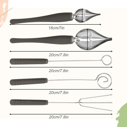 5pcs Chocolate Dipping Tools, 5 Styles Stainless Steel & Plastic Decorating Spoon Candy Dipper Tools Fondue Forks Set Accessories for Candy Making and Decorative Plating Supplies