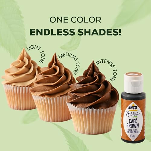 ENCO Natural Food Coloring Gel 1.41 oz (40 g) – No Artificial Dyes, Vibrant Colors for Icing, Buttercream & Fondant (Brown) - color: Brown