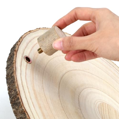 Rustic Wood Cake Stand with Legs - 10-11 Inch Wood Slice Serving Tray for Weddings, Parties, and Elegant Dessert Displays