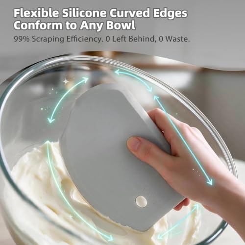 Sapid Flexible Curved Edge Silicone Bowl Scraper Dough Scraper Baking Bread - color: Gray