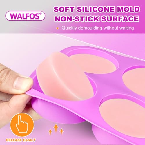 Walfos Round Silicone Soap Molds,Silicone Soap Molds,BPA Free and Non-Stick Circular Soap Mold,Perfect for Soap,Candles,Cookies,Cakes,Candy,Pudding,Jello.Set of 2 (Purple) - color: Pink/round