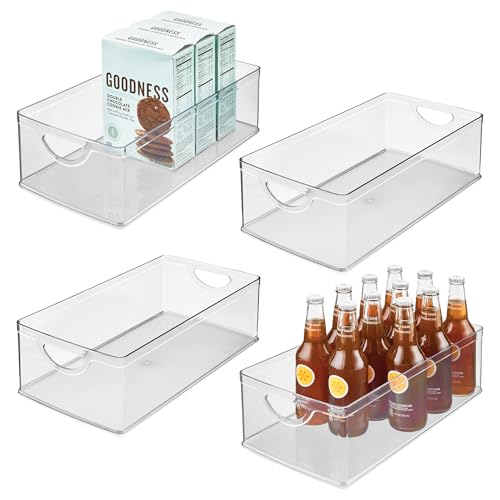 iDesign Stackable Clear Plastic Extra Long Storage Bin, 4-Pack - style: Pack of 4