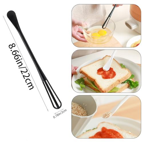 8 PCS Multifunctional Mini Whisk Mini Spoon Small Whisks 2 in 1 Whisk Utensil Mini Sugar Spoon Whisks Set Non Scratch Coated Kitchen Tools for Cooking Blending, Baking, Beating - size: 8.6x0.78 in
