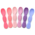 PrimaStella Silicone Chew Spoon Set for Babies and Toddlers | Safety Tested | BPA Free | Baby Spoon 6 Pack (Pink/Purple) - color: Pink/Purple