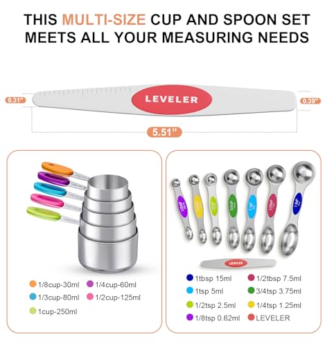 Topfeel 13-Piece Measuring Cups and Magnetic Spoons Set