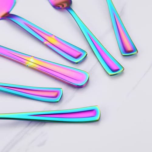 GoGeiLi Stainless Steel Rainbow Wedding Cake Cutting Set with Forks - color: Rainbow cake cutting set