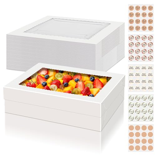 15 PCS Sheet Cake Boxes, 14x10x4 Rectangle Cake Box, Quarter Sheet Cake Box, White Baking Boxes, Large Bakery Boxes, Cajas Para Pasteles, 10x14 Cake Boxes for Birthday, Wedding, Party, Business - size: 14X10X4 Inch