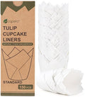Caperci 150pcs White Tulip Cupcake Liners for Baking Parchment Muffin Cups - color: White (150-Count)