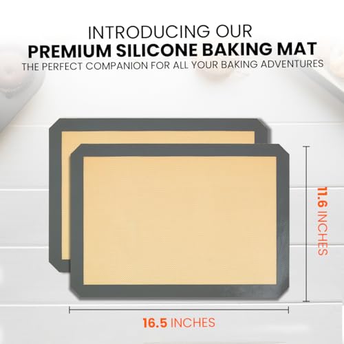 Silicone Baking Mat 2 Pack, Half Sheet 16.5 x 11.6, Non-Stick Liner for Oven - size: 2 Half Sheets