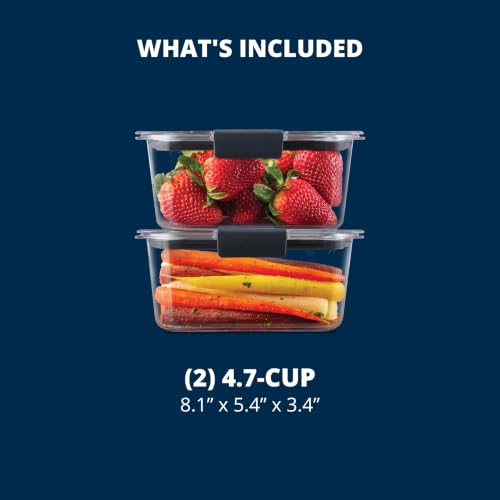 Rubbermaid Brilliance BPA-Free Food Storage Containers, Medium Deep, 4.7 Cup, 2-Pack, Airtight & Leak-Proof, Microwave & Dishwasher Safe - size: 4.7 cup (4-Piece)