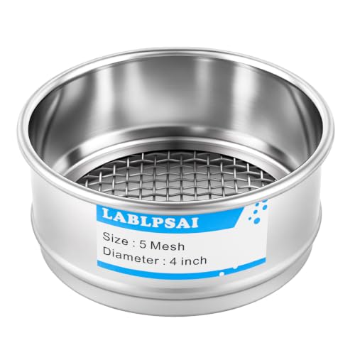 5 Mesh Lab Sieves 4" Diameter 304 Stainless Steel Wire Cloth Test Sieve for Industrial Laboratory Home - size: 5 mesh
