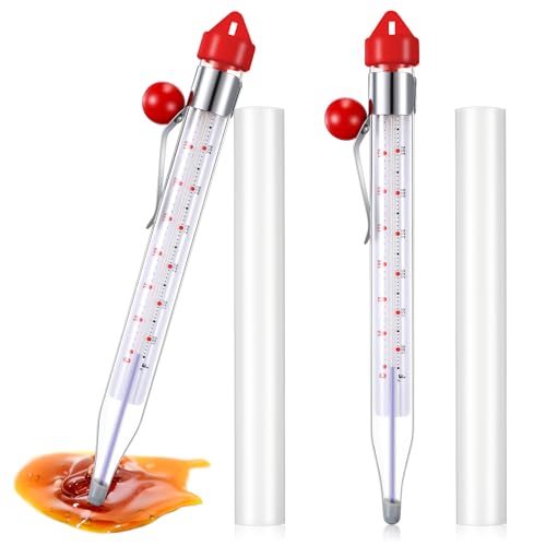 Photect 2 Pcs Candy Thermometer with Pot Clip 8", Red - color: Red