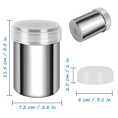 Accmor 14oz Powdered Sugar Shaker Duster, Cinnamon Shaker Flour Duster Sifter, Stainless Steel Fine Mesh Shaker for Sugar Flour Cocoa Coffee Bar, 3 Pack - size: 14 Ounce