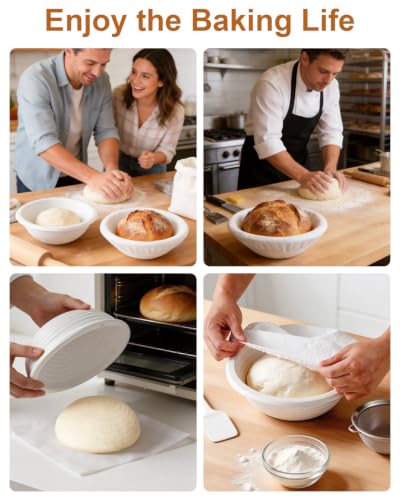 2 Pcs Banneton Bread Proofing Baskets, Sourdough Basket, Round, 10 Inch - size: Round