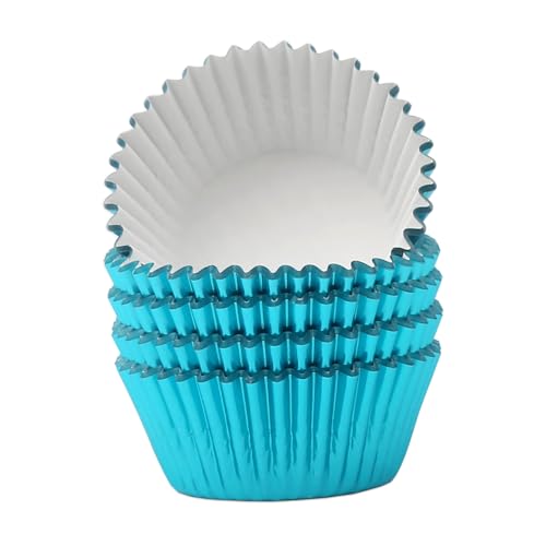 Standard Aqua Blue Foil Cupcake Liners Muffin Baking Cups for Party and More, 100-Count - color: Aqua Blue