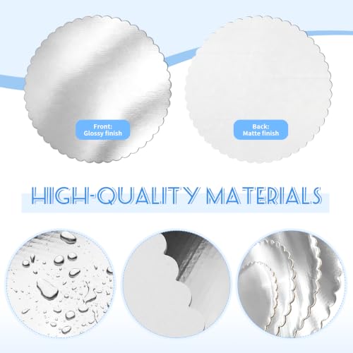 8 Pack Round Cake Boards,Silver Wave Cake Circle Base 6,8,10,12 Inch - color: Silver, size: 6/8/10/12Inch, style: Wavy Edge