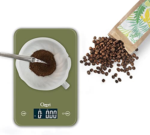Ozeri Touch Digital Kitchen Scale (12 lbs Edition) in Tempered Glass - color: Calla Green