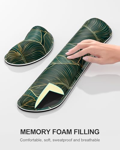 Large Mouse Pad with Wrist Rests for Keyboard & Mouse, Thick Soft Ergonomic Memory Foam Wrist Supports, Big & Long Desk Mat 35.5 x 15.7 in, for Office Gaming Computer, Tropical Leaf - color: Beach Palm Tree Leaves