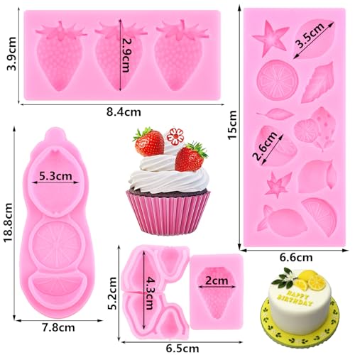 ZiXiang Fruit Silicone Mold Strawberry Lemon Fondant Molds Set Of 4 - color: Style C