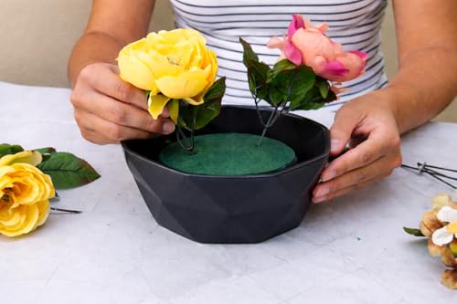 Pack of 6 FLOFARE Round Floral Foam Blocks for Fresh and Artificial Flowers, Each (4" X 1.4"), Dry & Wet Green Flower Foam for Flower Arrangements & Florist Supplies - size: 4"