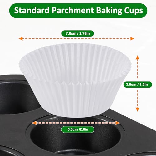 Caperci White Parchment Cupcake Liners 225pcs - Standard Muffin Baking Cups - color: White