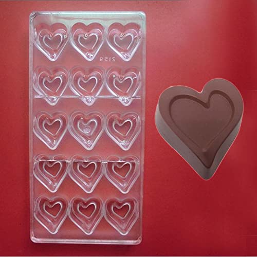 Grainrain Plastic Chocolate Molds Valentine's Day Heart Candy Molds Plastic Polycarbonate Chocolate Molds Clear Hard DIY Pastry Baking Tool (S5-19381) - color: S5-19381