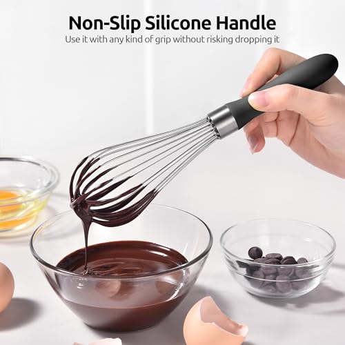 U-Taste Wire Whisk for Cooking, 18/10 Stainless Steel Balloon Wisk, S/Black - color: Black, size: Small
