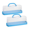 2 Pack Plastic Loaf Cake Storage Container, Bread Keeper for Carrying and Storing Banana Bread, Pumpkin Bread (Blue)
