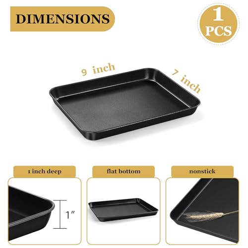 E-far Mini Toaster Oven Pan, 9x7x1" Small Baking Sheet Tray Pan, Nonstick - size: 9x7x1 Inches