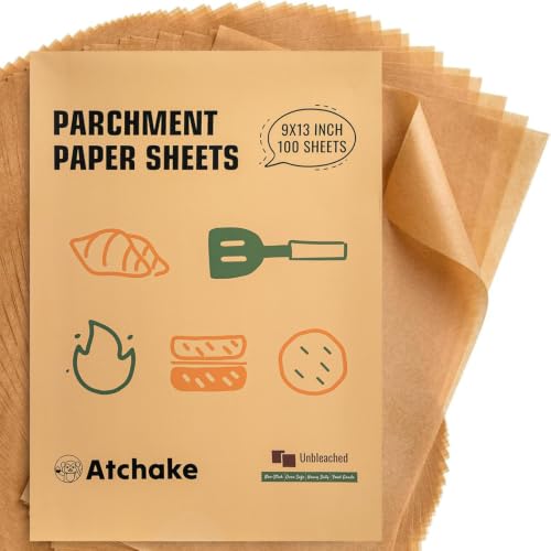 9x13 Inches Parchment Paper Sheets for Baking, Unbleached & Precut - color: Unbleached Brown, size: 9" x 13"-100 Pcs