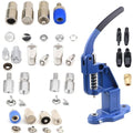 Hand Press Machine Set with Essential Dies for Snap Buttons, Grommet Eyelets, Rivets, Popper Fasteners Setting and Hole Punchers - color: Blue Press with Die Set