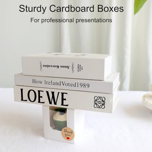 30 Pack Single Individual Cupcake Boxes with Window & Inserts, Auto Pop Up Stackable Food Grade Disposable Muffin Containers 3.5x3.5x3.5 Inch White To Go Bakery Party Favor Gift Boxes - size: 3.5x3.5x3.5 inch